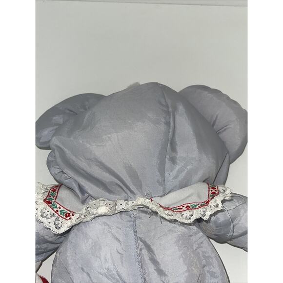 Fisher Price Puffalump Gray Christmas Mouse Candy Cane Plush 1987 Stuffed 12" - Picture 12 of 15